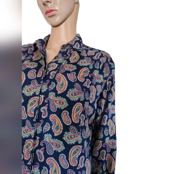Liz Sport Jewel Tone Paisley Button Down - Picture 6 of 7